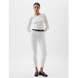 GAP Mid-Rise Universal Legging Super Stretch Optic White Jeans Size 6/28 RT$60